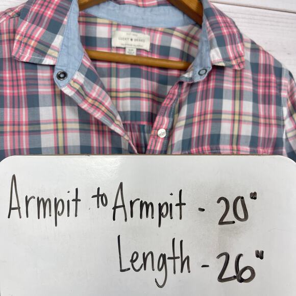 Lucky Brand Pink and Blue Plaid Blouse - Picture 6 of 6